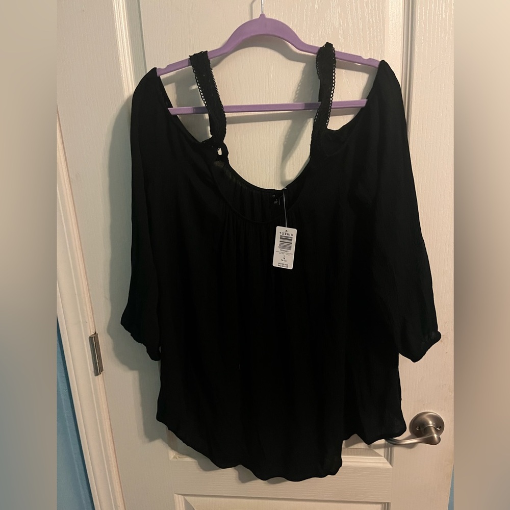 Black cold shoulder blouse
